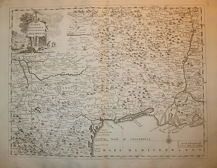 Albrizzi Giambattista (1698-1777) Carta geografica del Governo della Linguadocca 1750 Venezia